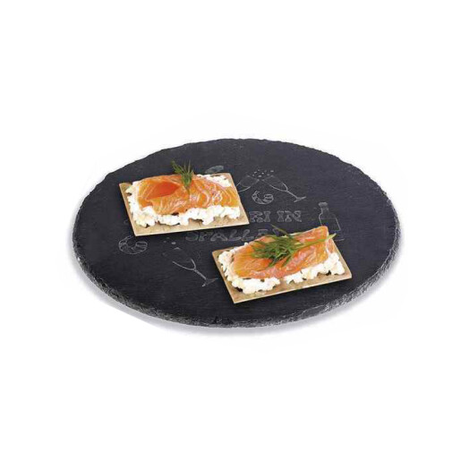Set 3 platouri servire, tocator ardezie neagra  Ø 30 cm