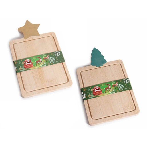 Set 2 platouri Craciun lemn natur cm 11 x 19 H
