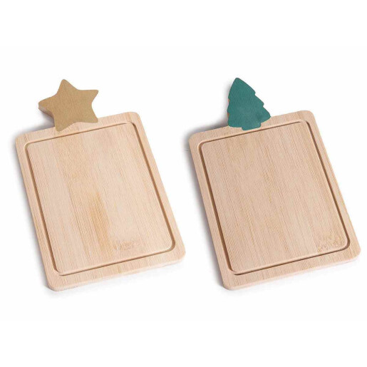 Set 2 platouri Craciun lemn natur cm 11 x 19 H