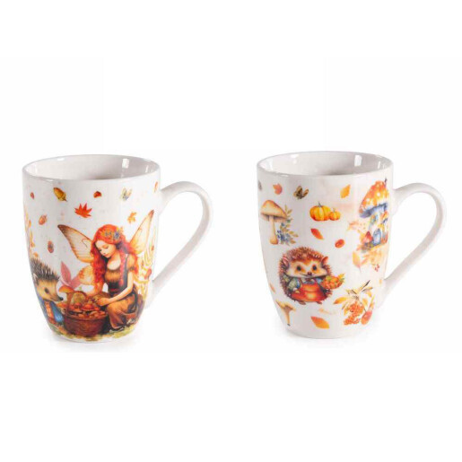 Set 2 cani portelan in cutii cadou Autumn Ø 8 cm x 10,5 H, 300 ml