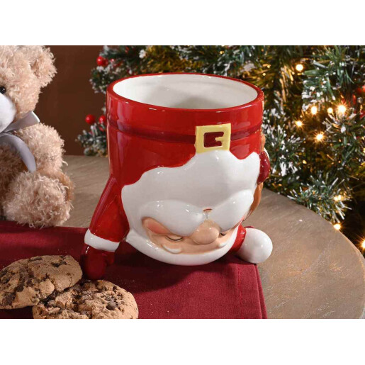 Set 4 cani Craciun ceramica multicolora 10x12 cm, 550 ml