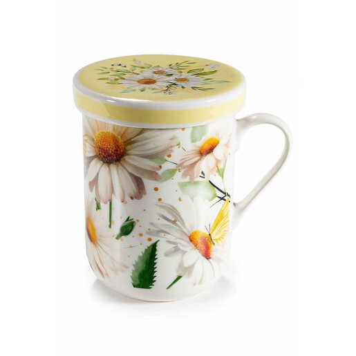 Set 2 cani cu capac ceramica multocolora Musetel Ø 7,5 cm x 10,5 H, 300 ml
