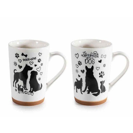 Set 2 cani portelan multicolor Catelus Ø 8,5 cm x 12 H, 380 ml