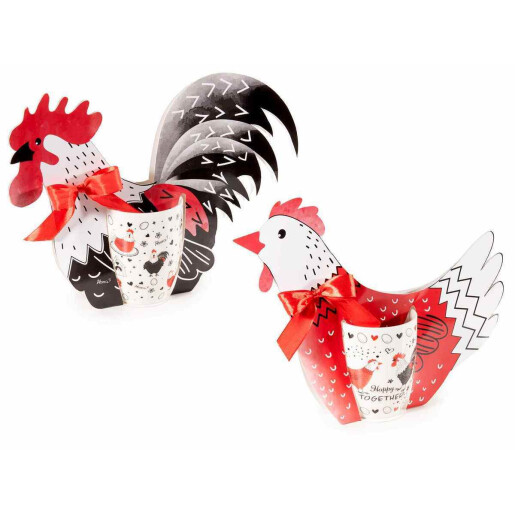 Set 8 cani Chicken portelan multicolor 8x10.5 cm, 350 ml