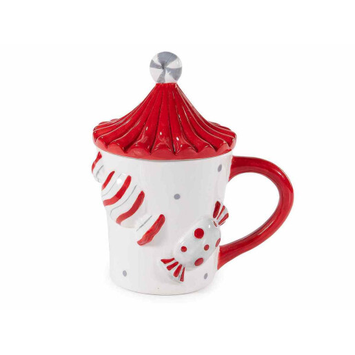 Set 4 cani Craciun ceramica multicolora Ø 9,5 cm x 17 H, 400 ml