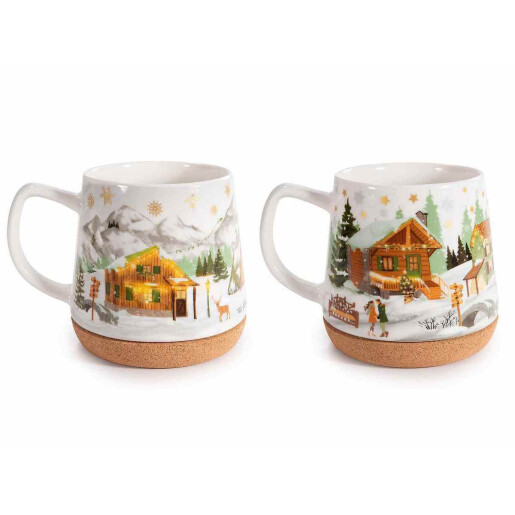 Set 4 cani Craciun portelan multicolor  Ø 11 cm x 11 H, 500 ml