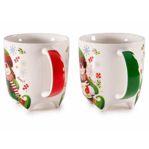 Set 8 cani Craciun portelan 9x9.5 cm, 350 ml