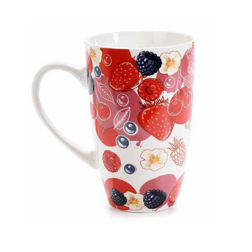 Cana ceai cu infuzor, portelan multicolor in cutie cadou Ø 8,5 cm x 13,5 H, 450 ml