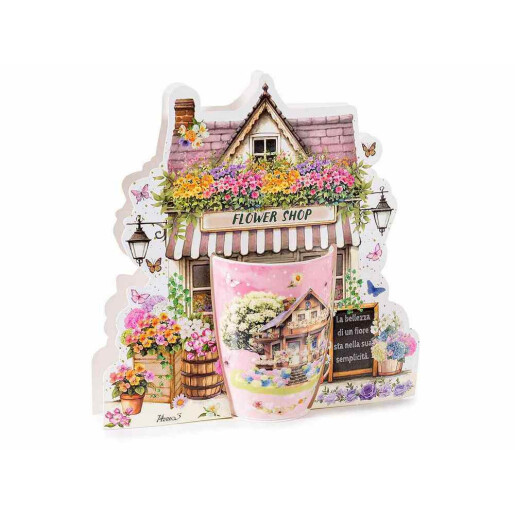 Cana portelan multicolor in cutie cadou Flowers Shop Ø 8 cm x 10,5 H, 300 ml