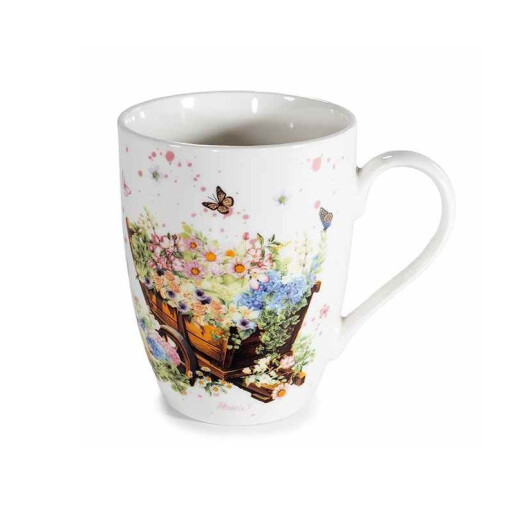 Cana portelan multicolor in cutie cadou  Flowers Ø 8 cm x 10,5 H, 300 ml