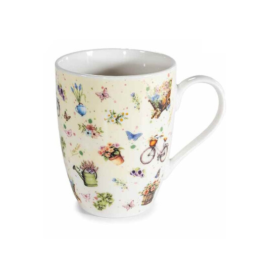 Set 4 cani portelan multicolor in cutii cadou  Flower Ø 8 cm x 10,5 H, 300 ml