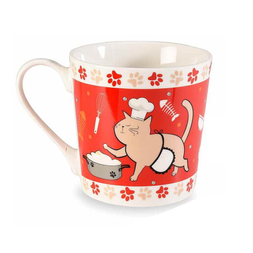 Set 3 cani portelan Pisicute 9.5x9.5 cm, 350 ml