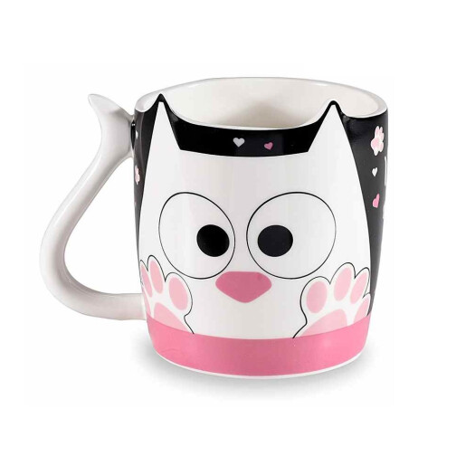 Set 6 cani in cutie cadou portelan Pisicute 9x9 cm, 400 ml