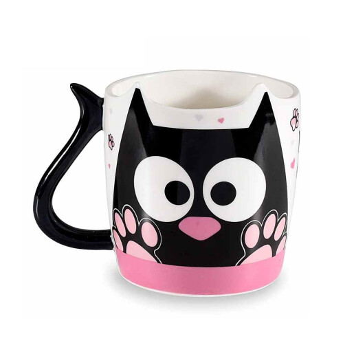 Set 6 cani in cutie cadou portelan Pisicute 9x9 cm, 400 ml