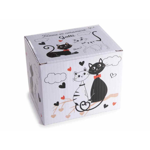 Cana ceramica in cutie cadou multicolora Pisicute Ø 8,5 cm x 9 H, 300 ml