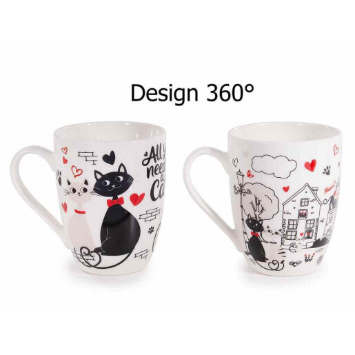 Set 2 cani portelan multicolor in cutii cadou Pisicuta Ø 8 cm x 10,5 H, 300 ml
