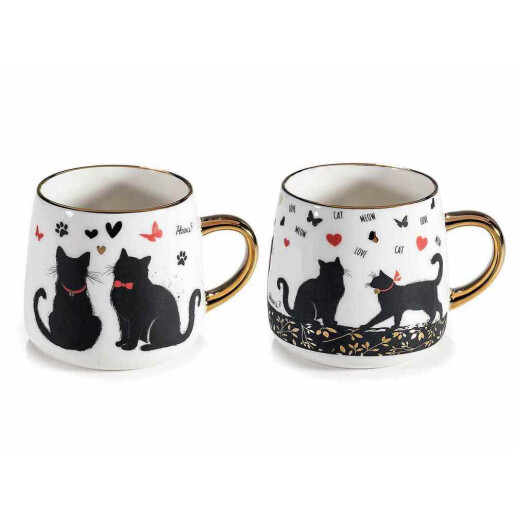 Set 2 cani portelan multicolor Pisicute Ø 10 cm x 9 H, 380 ml