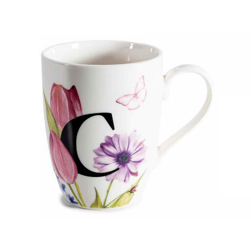 Cana portelan in cutie cadou, litera C, 20,5 x 8 x 21 H, 300 ml