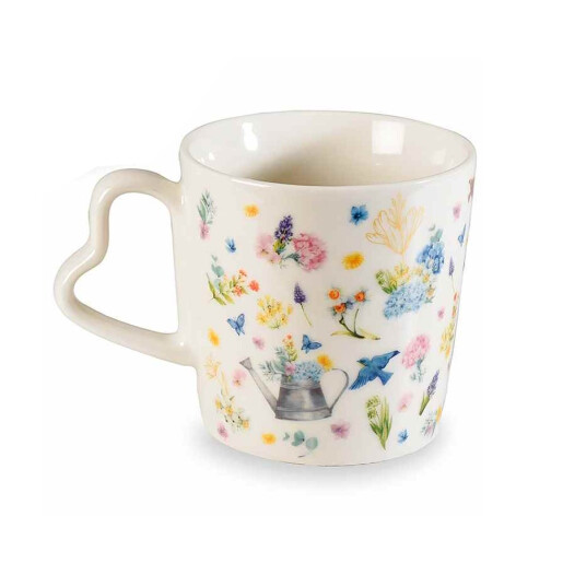 Cana portelan multicolor Flori de Camp 9.5x9 cm, 350 ml