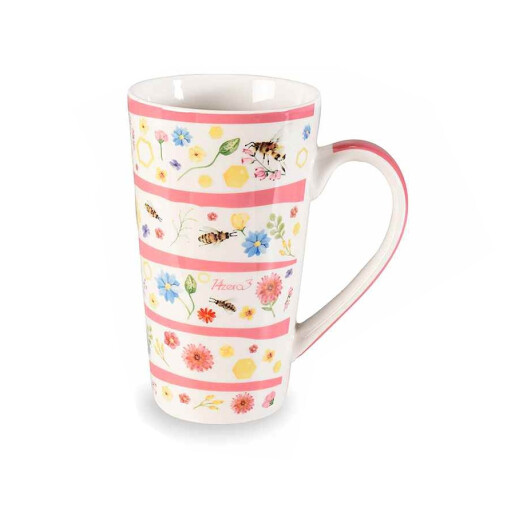 Cana portelan multicolor Bee Honey 9x15 cm, 500 ml