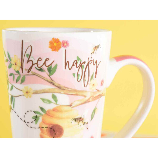 Set 8 cani portelan Bee Honey 9x15 cm, 500 ml