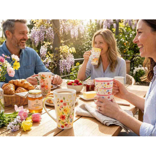 Cana portelan multicolor Bee Honey 9x15 cm, 500 ml