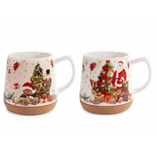 Set 4 cani Craciun portelan multicolor Ø 11 cm x 11 H, 500 ml
