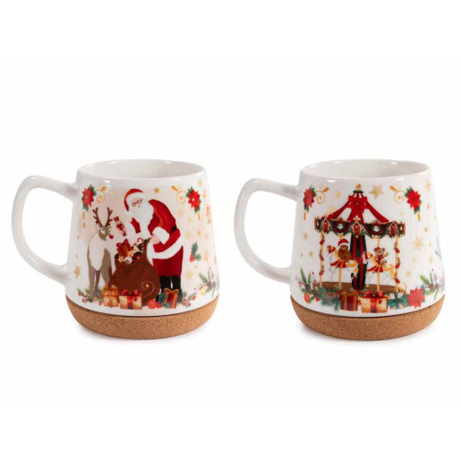 Set 4 cani Craciun portelan multicolor Ø 11 cm x 11 H, 500 ml
