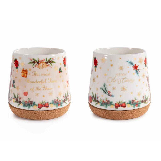 Set 4 cani Craciun portelan multicolor Ø 11 cm x 11 H, 500 ml