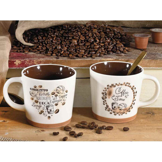 Set 2 cani ceramica multicolora  Ø 9,5 cm x 9 H, 350 ml