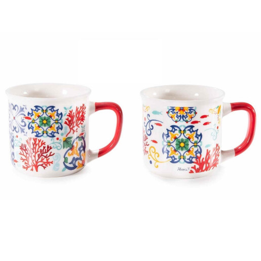 Set 2 cani portelan Majolica in cutie cadou  Ø 8,5 cm x 8,5 H, 300 ml