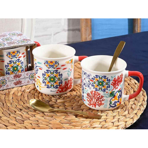 Set 2 cani portelan Majolica in cutie cadou  Ø 8,5 cm x 8,5 H, 300 ml