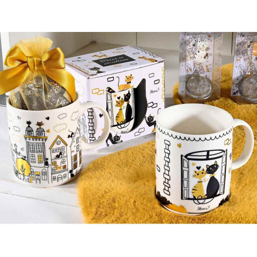 Set 6 cani portelan multicolor 8.5x9.5 cm, 350 ml