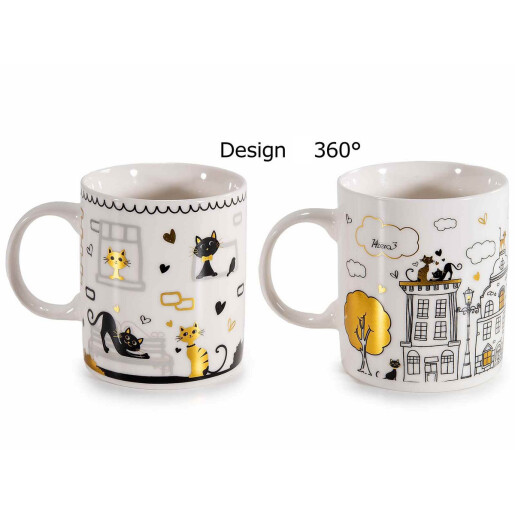 Set 6 cani portelan multicolor 8.5x9.5 cm, 350 ml