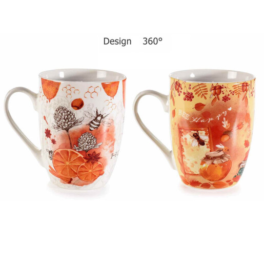 Set 2 cani portelan Bee Honey 8x10.5 cm, 350 ml