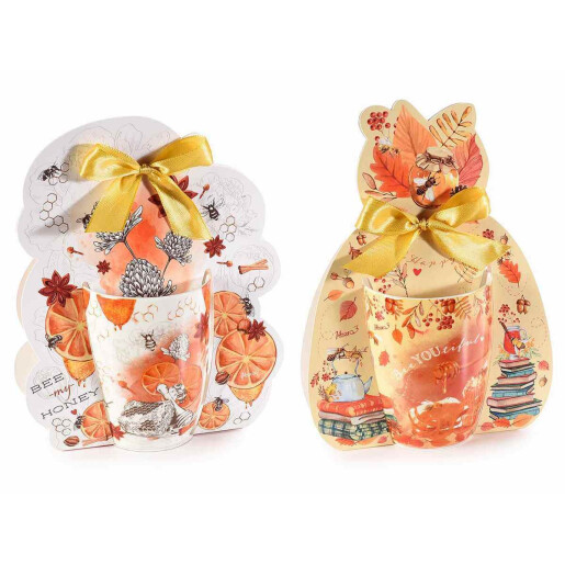 Set 6 cani portelan Bee Honey 8x10.5 cm, 350 ml