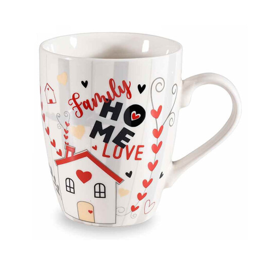 Cana portelan multicolor in cutie cadou Family Home 8.5x10.5 cm, 350 ml