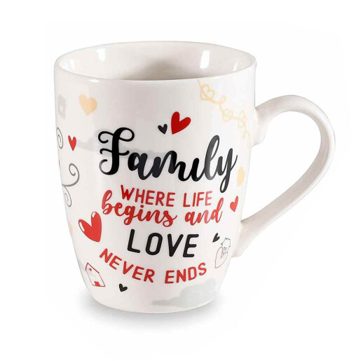 Cana portelan in cutie cadou Family Home 8.5x10.5 cm, 350 ml