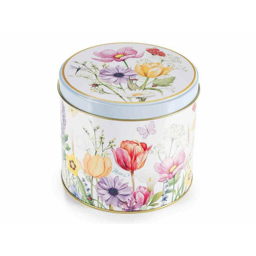 Cana portelan multicolor in cutie cadou metal Flower Ø 8 cm x 10,5 H, 300 ml