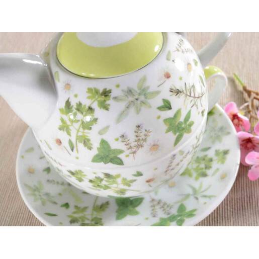 Set 3 ceainice, 3 cesti portelan multicolor 16x11x14 cm, 400 ml, 250 ml