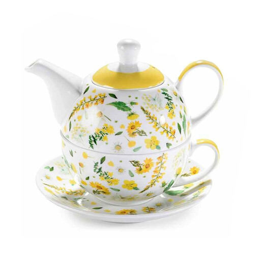 Set 3 ceainice, 3 cesti portelan multicolor 16x11x14 cm, 400 ml, 250 ml