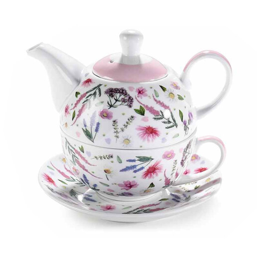 Set 3 ceainice, 3 cesti portelan multicolor 16x11x14 cm, 400 ml, 250 ml