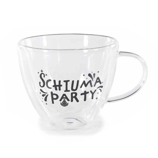 Set 3 cesti sticla fund dublu neagra transparenta Ø 11 cm x 9 H, 300 ml