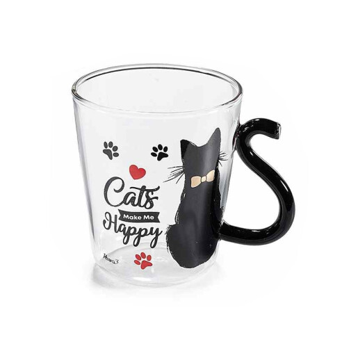 Set 4 cani sticla multicolora Pisicute  Ø 8 cm x 9 H, 250 ml