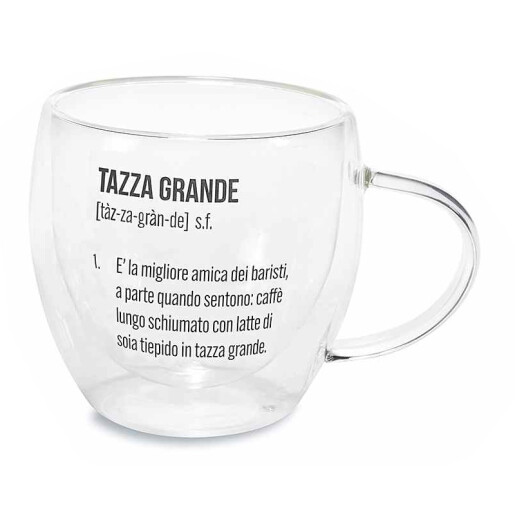 Cana sticla dubla neagra transparenta Ø 9,5 cm x 9 H, 200 ml