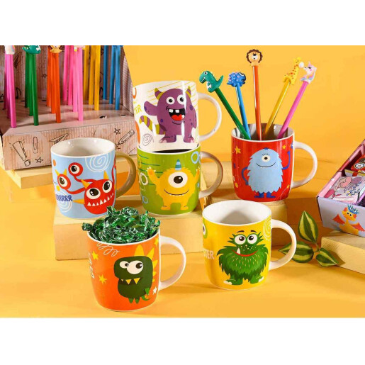 Set 6 cani portelan Monsters 8.5x9 cm, 350 ml 