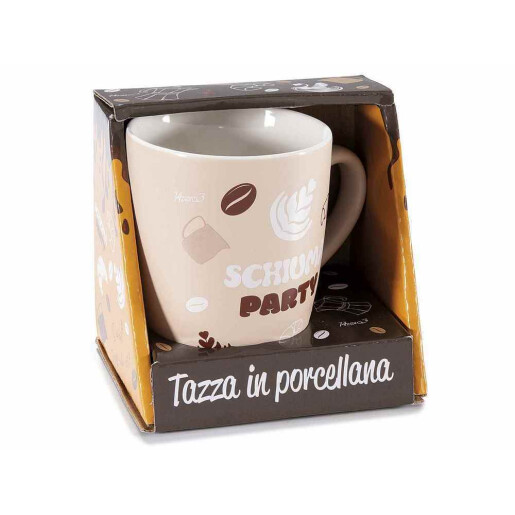 Set 3 cani portelan multicolor in cutii cadou Coffee Ø 8 cm x 10,5 H, 300 ml