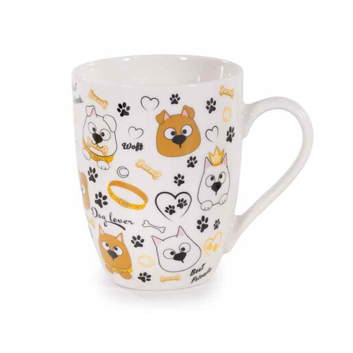 Set 2 cani portelan multicolor in cutii cadou Catelusi Ø 8 cm x 10,5 H, 300 ml
