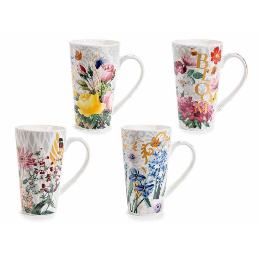 Set 8 cani portelan multicolor PK 9x15 cm, 500 ml