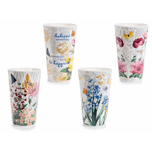 Set 8 cani portelan multicolor PK 9x15 cm, 500 ml